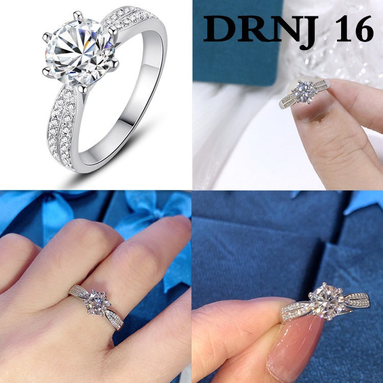 Eight Heart Eight Arrow Zircon Imitation Moissanite Ring for Women and Men's Six Claw Wedding Ring