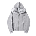 Cross Embroidered Zipper Hoodie