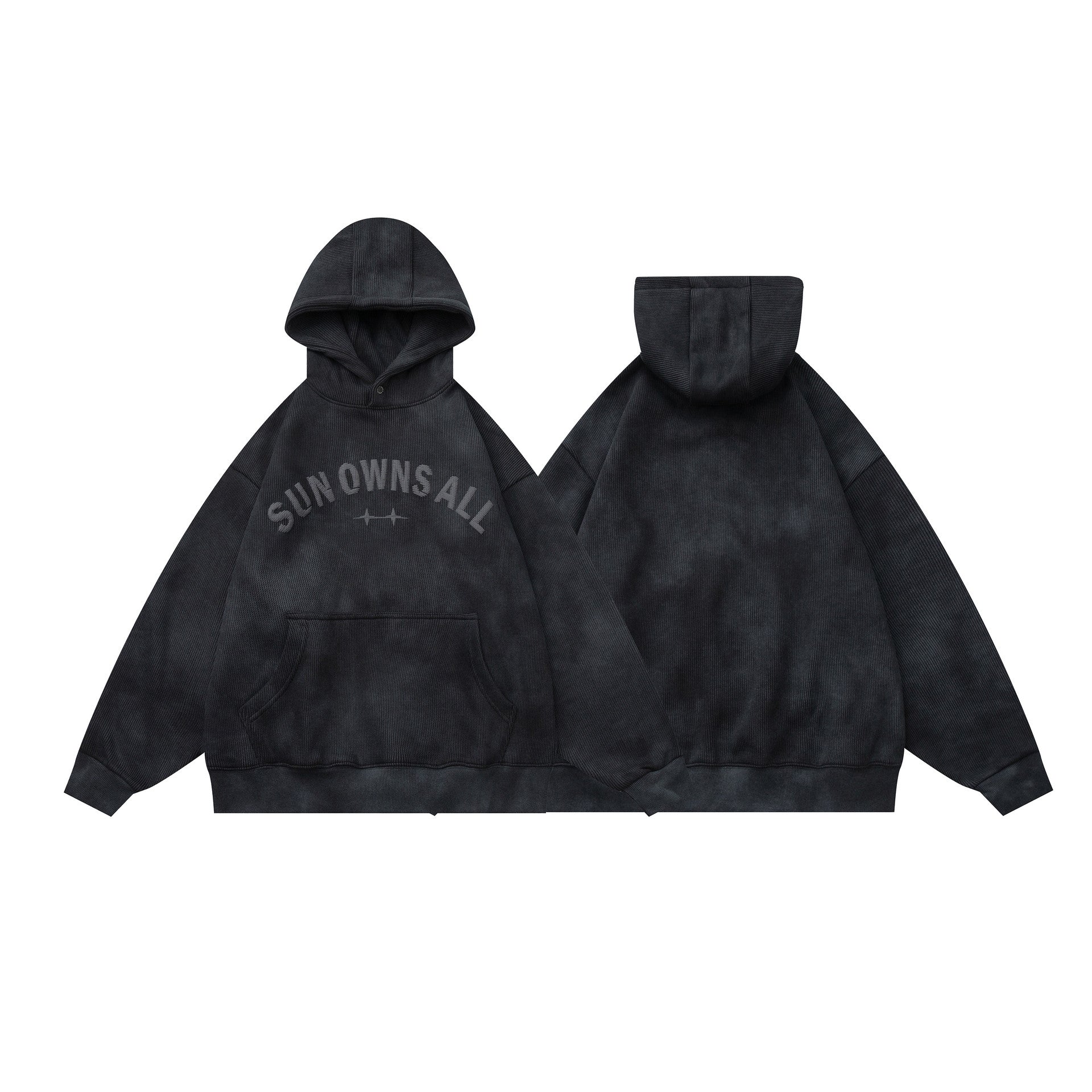 Heavyweight Washed Vintage Letter Print Loose Fleece Hoodie