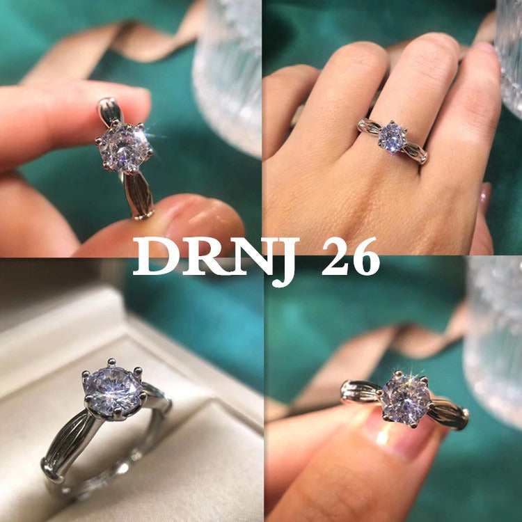 Eight Heart Eight Arrow Zircon Imitation Moissanite Ring for Women and Men's Six Claw Wedding Ring