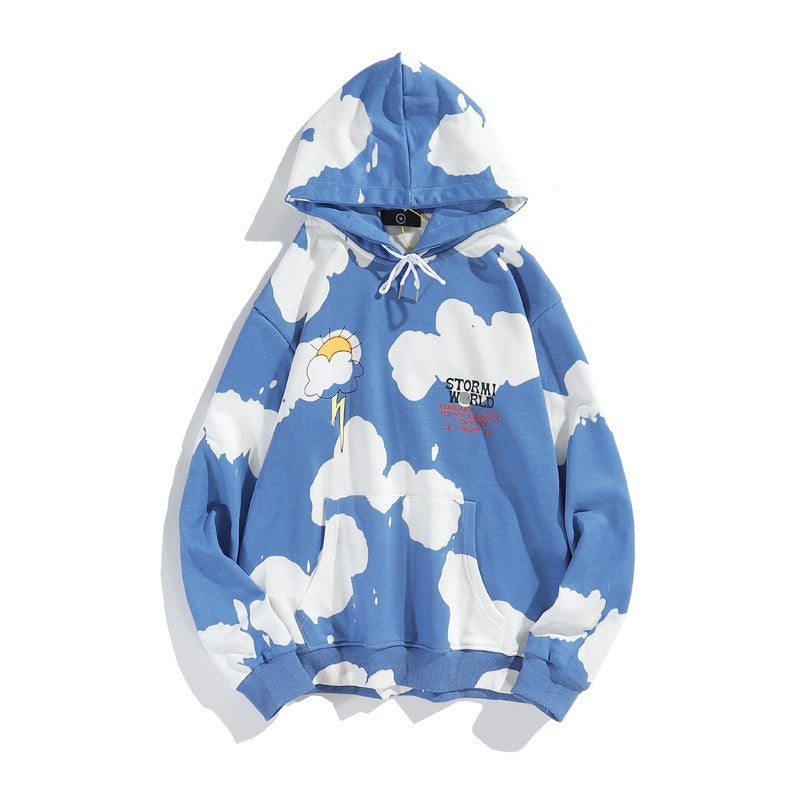 Kanye Blue Sky and White Clouds Tie Dyed Hoodie