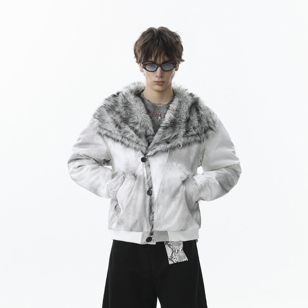 Cotton jacket with fur collar