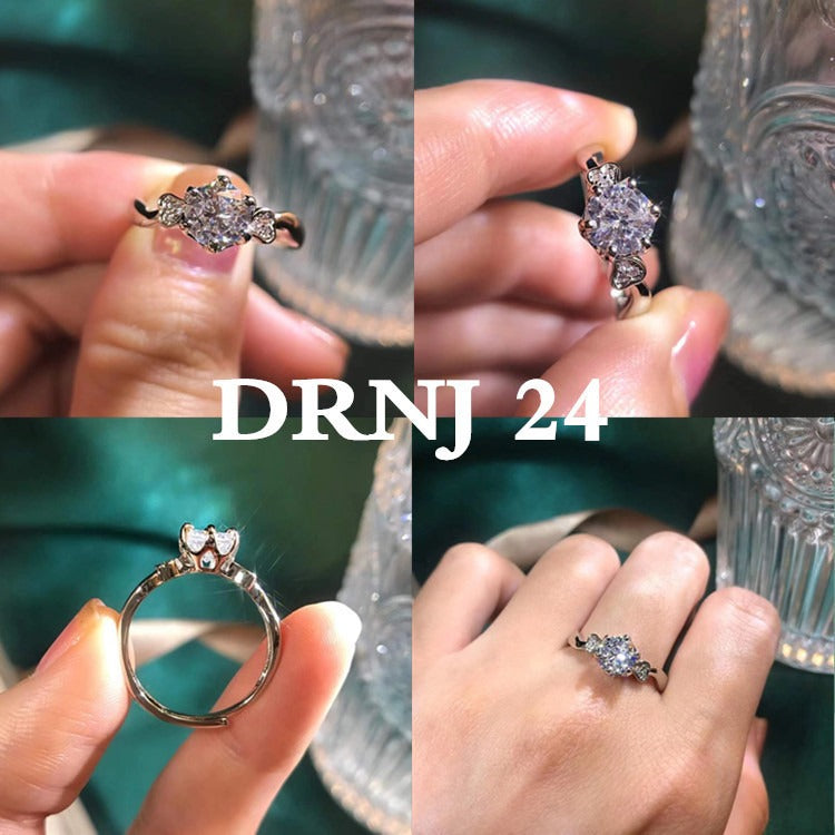 Eight Heart Eight Arrow Zircon Imitation Moissanite Ring for Women and Men's Six Claw Wedding Ring