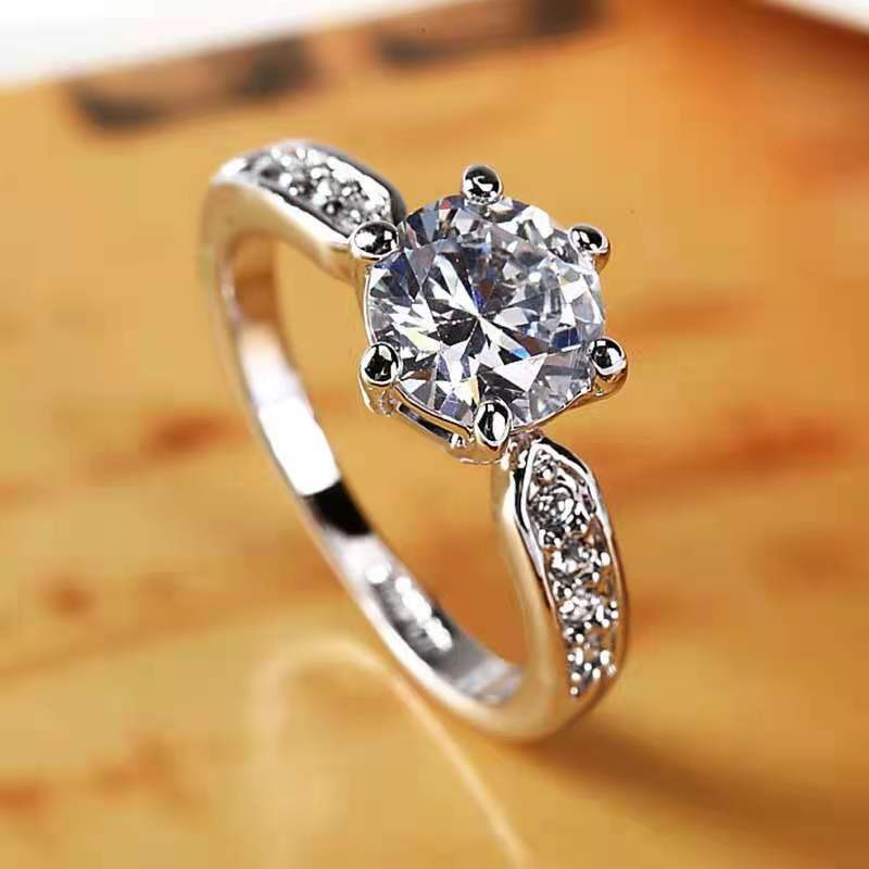 Eight Heart Eight Arrow Zircon Imitation Moissanite Ring for Women and Men's Six Claw Wedding Ring