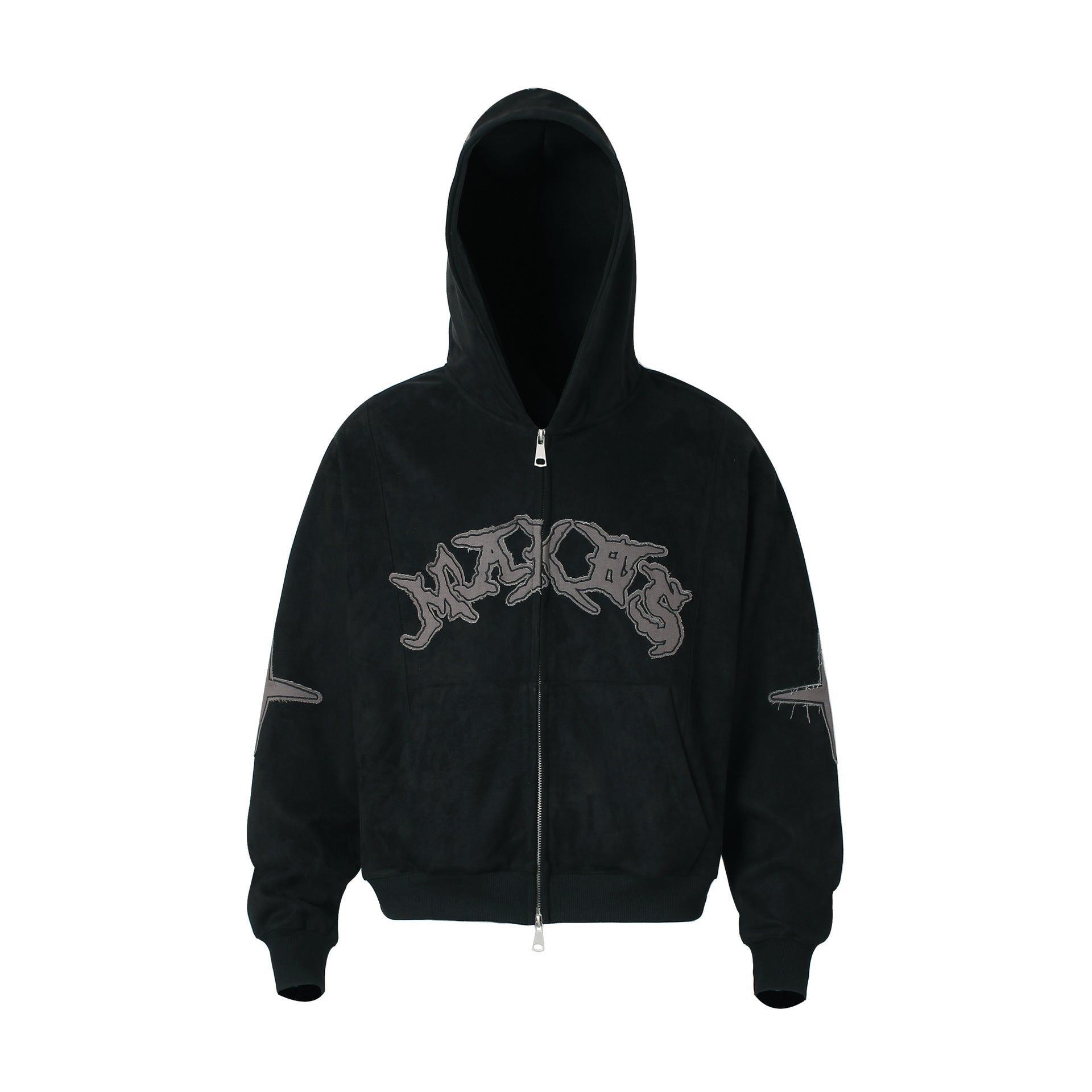 Suede cross patch hooded sweatshirt for men
