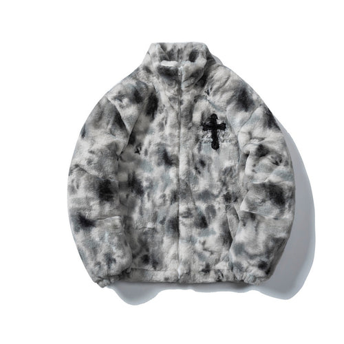 Cross Embroidered Cotton Coat