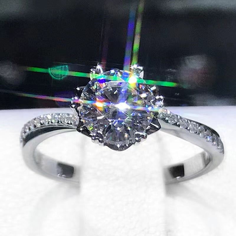 Eight Heart Eight Arrow Zircon Imitation Moissanite Ring for Women and Men's Six Claw Wedding Ring