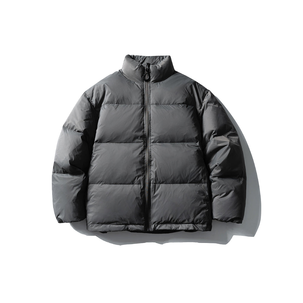 White Duck Down  Zipper  Stand Collar Puffer Down Jacket