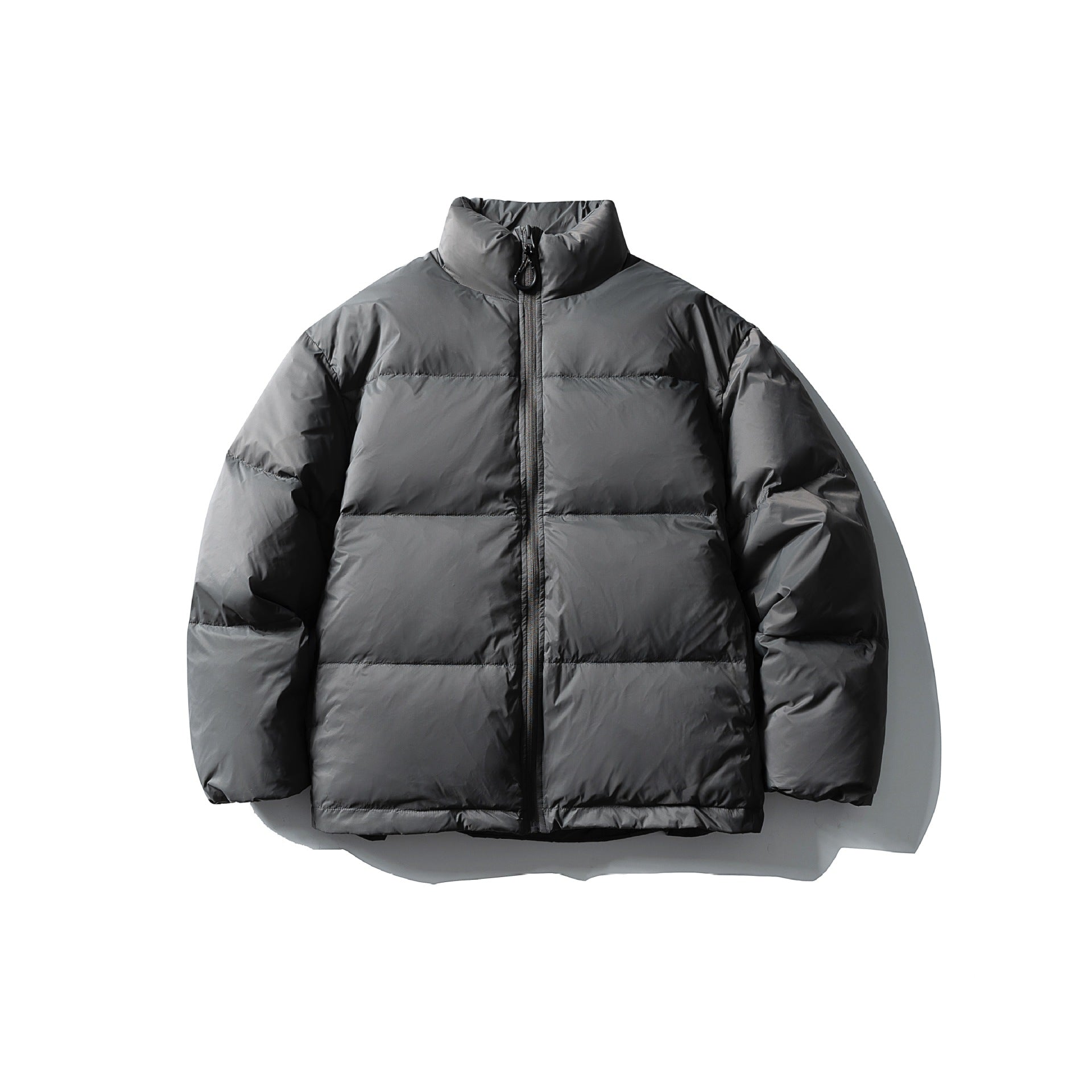 White Duck Down  Zipper  Stand Collar Puffer Down Jacket