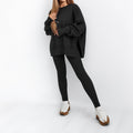 Women's Wear European and American Casual Tight Pants Loose Hoodie Set Two Piece Set