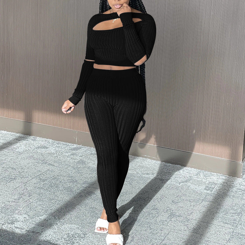 Long Sleeved Top And Leggings Two Piece Suit