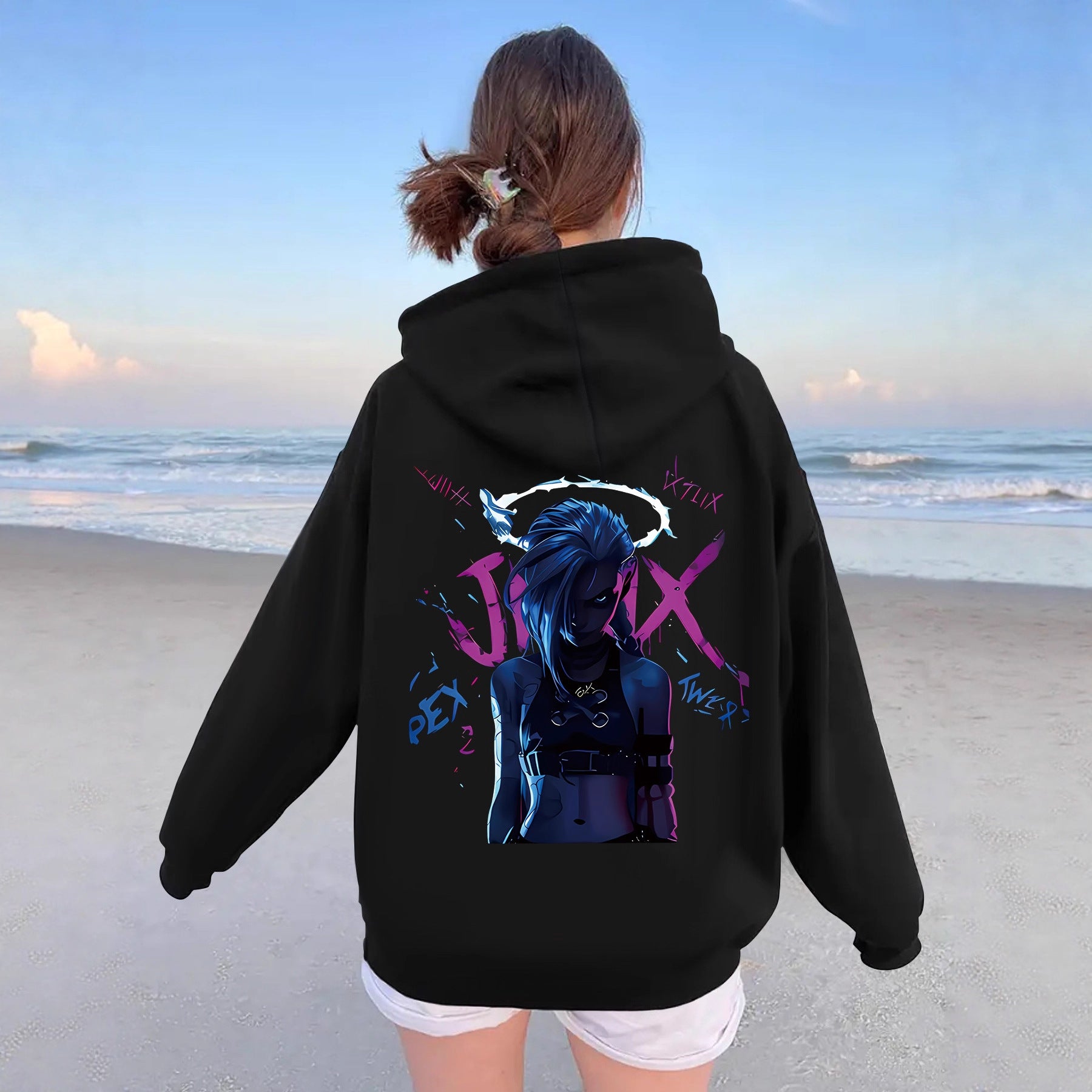 Cartoon character pattern hoodie