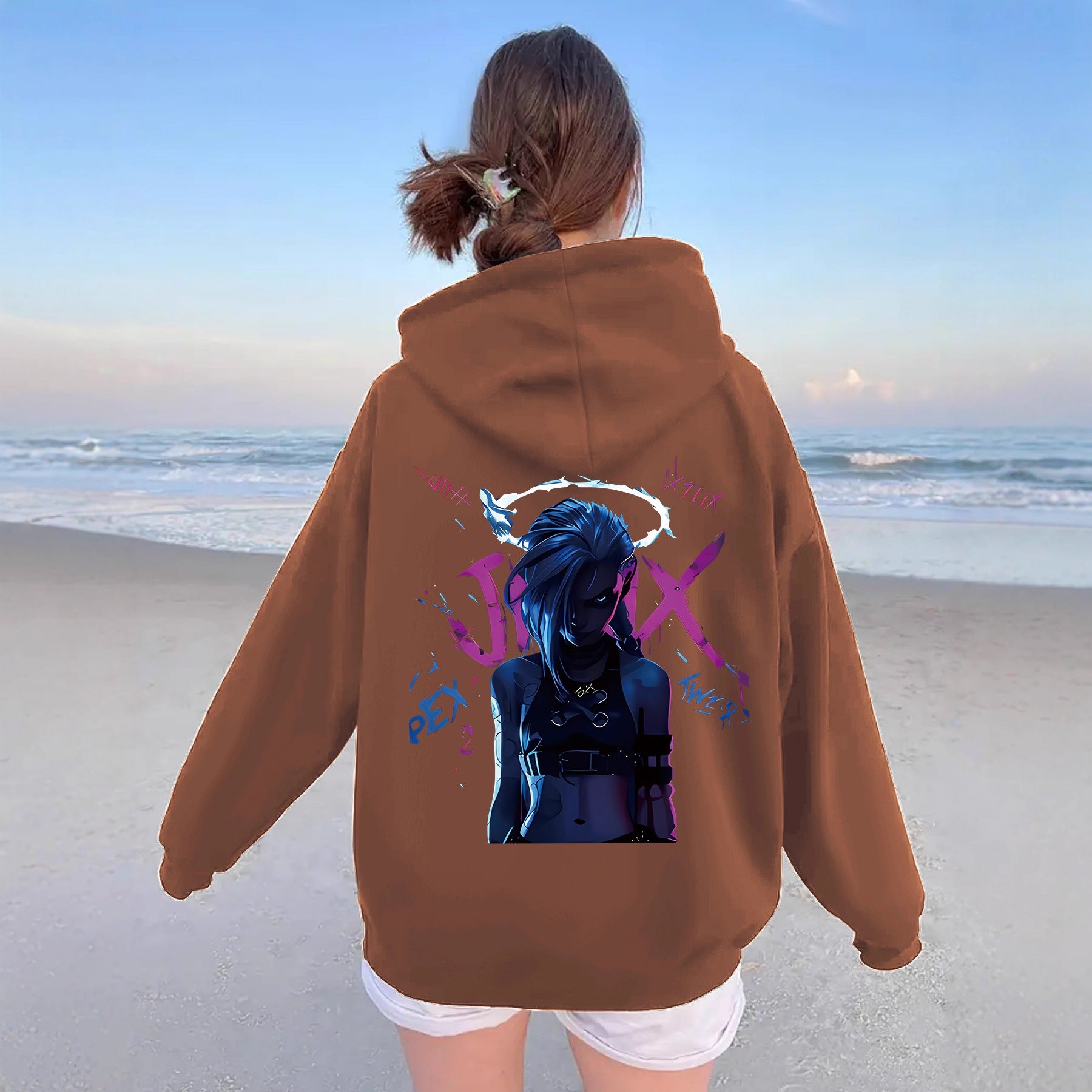 Cartoon character pattern hoodie