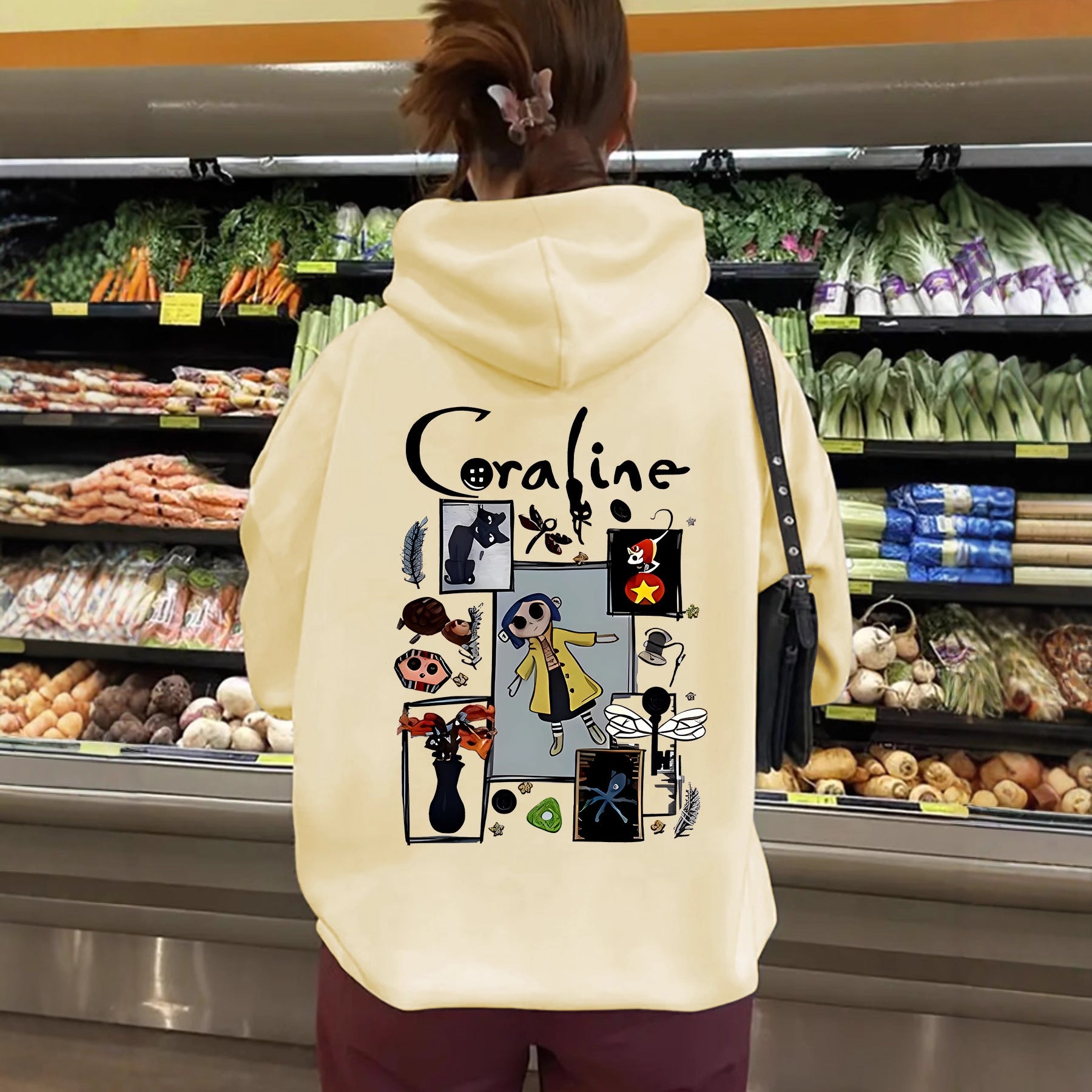 Cartoon pattern loose hoodie