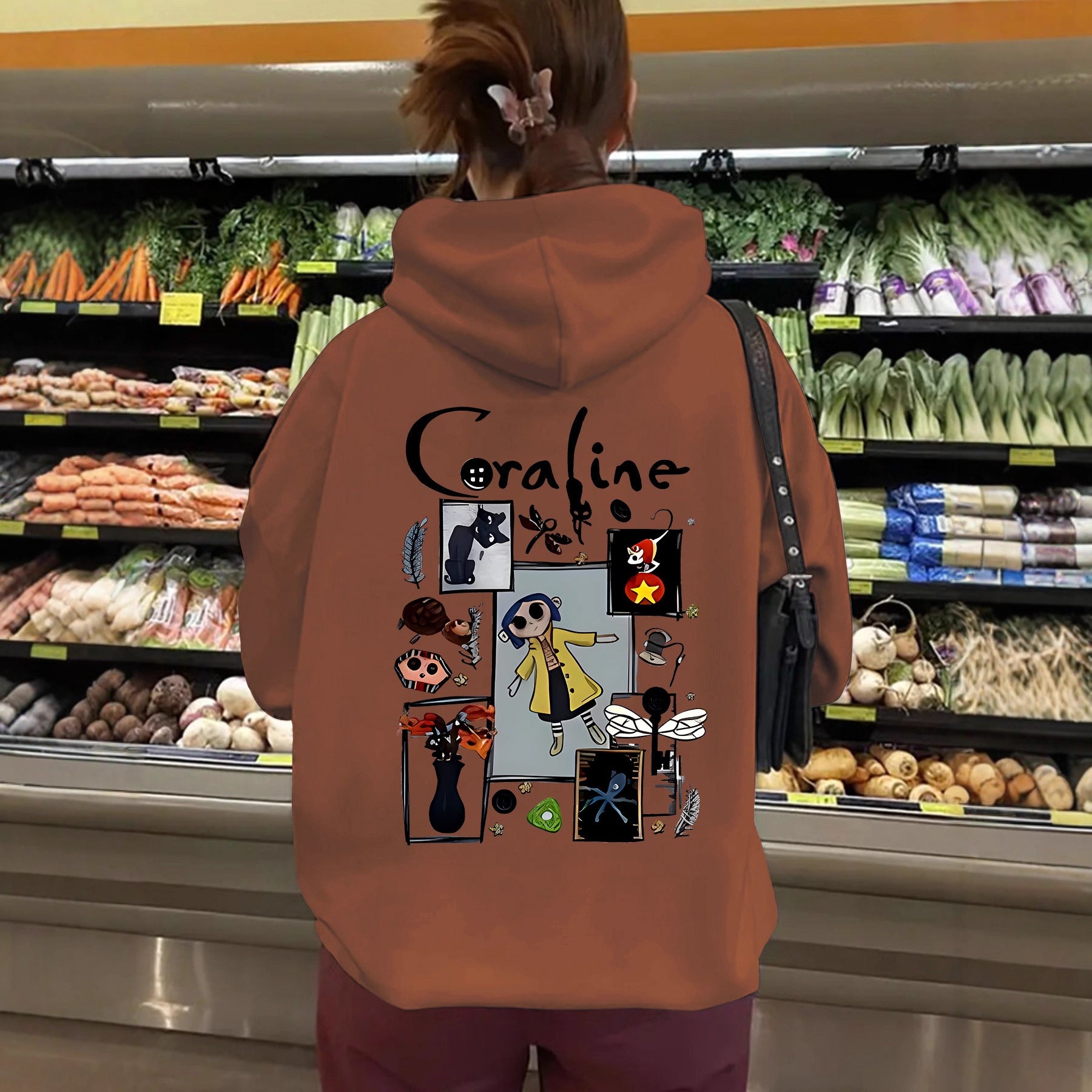 Cartoon pattern loose hoodie