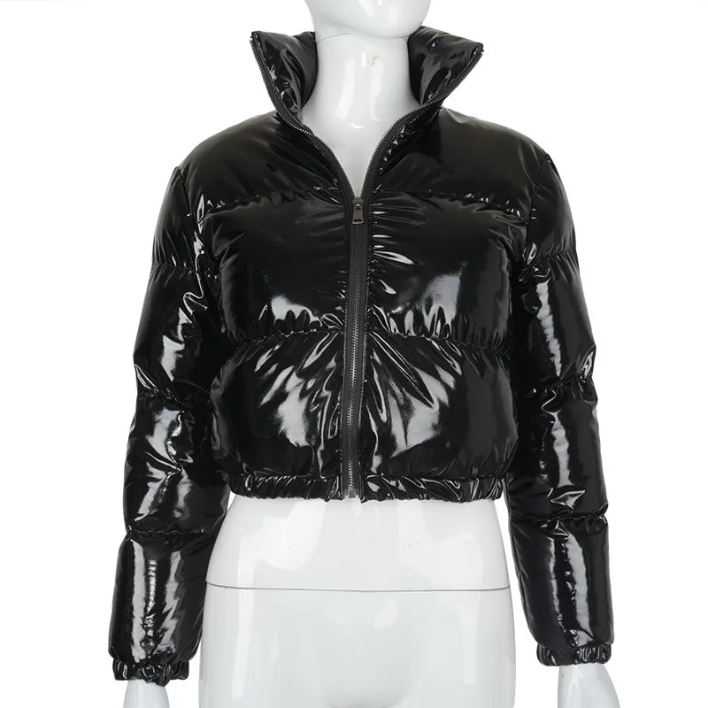 Women Puffer Jackets Long Sleeve Zip Up Stand Collar