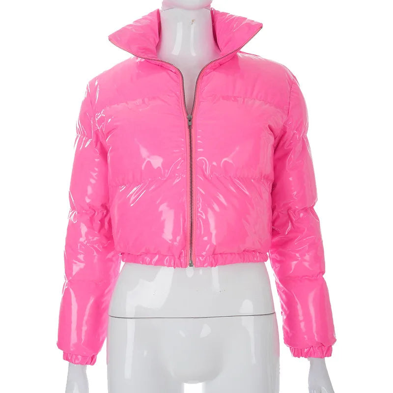 Women Puffer Jackets Long Sleeve Zip Up Stand Collar