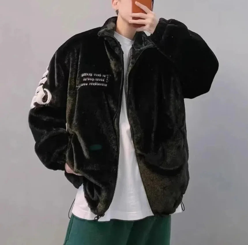 Winter New American Street Letter Embroidered Fleece