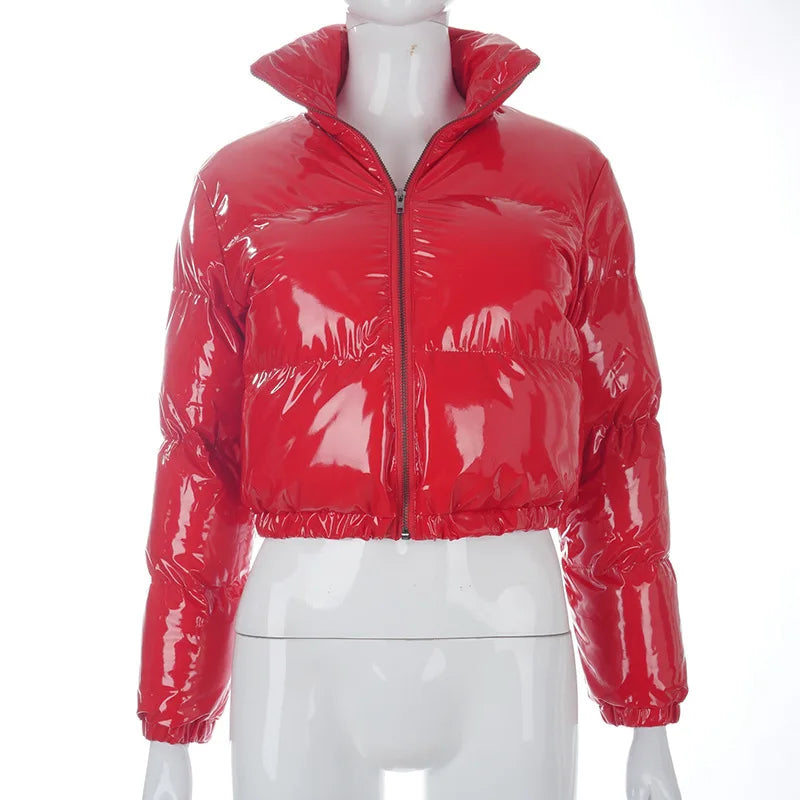Women Puffer Jackets Long Sleeve Zip Up Stand Collar
