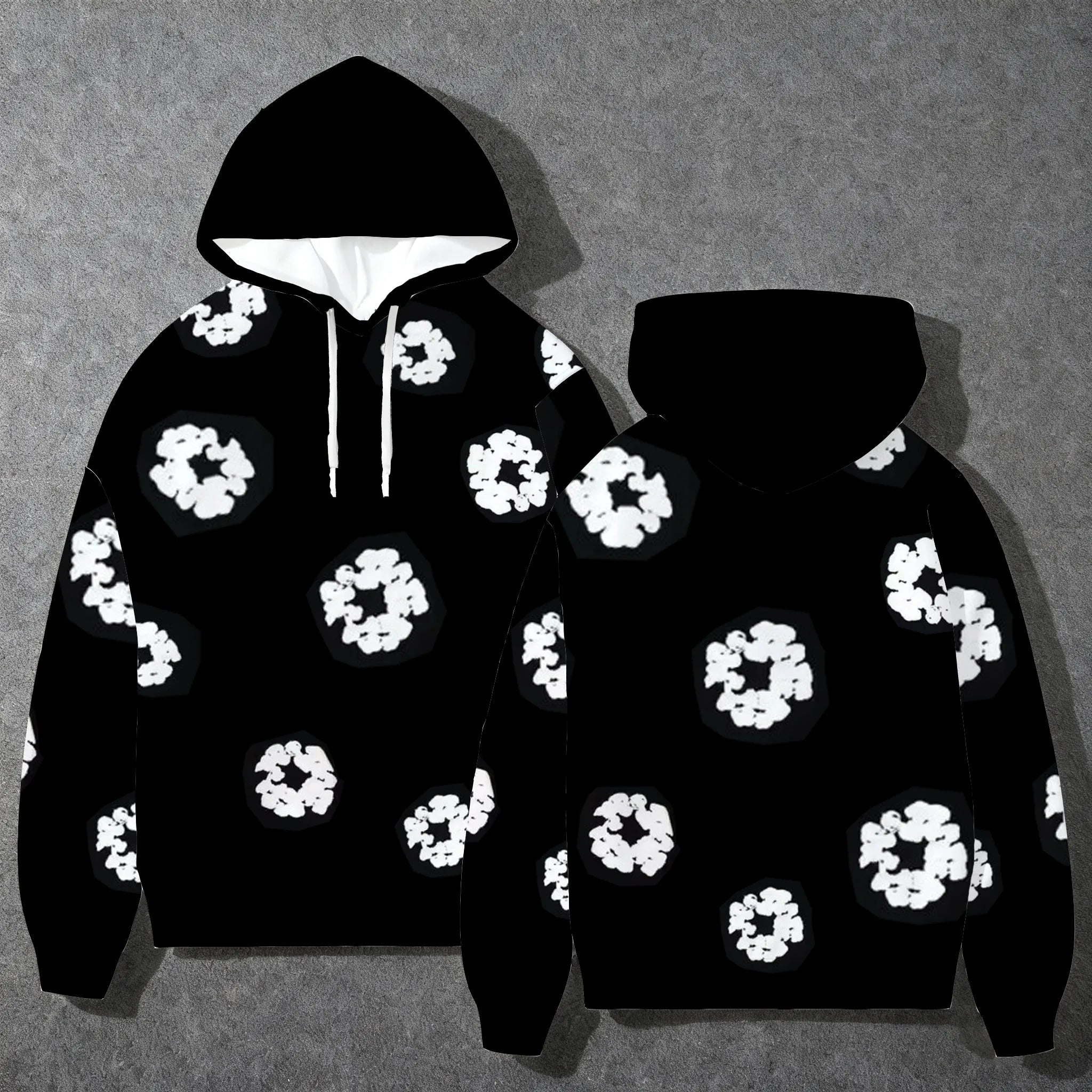 flower-printed hooded
