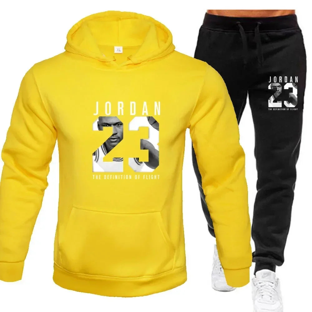 Unisex sportswear featuring a hoodie and sweatpants