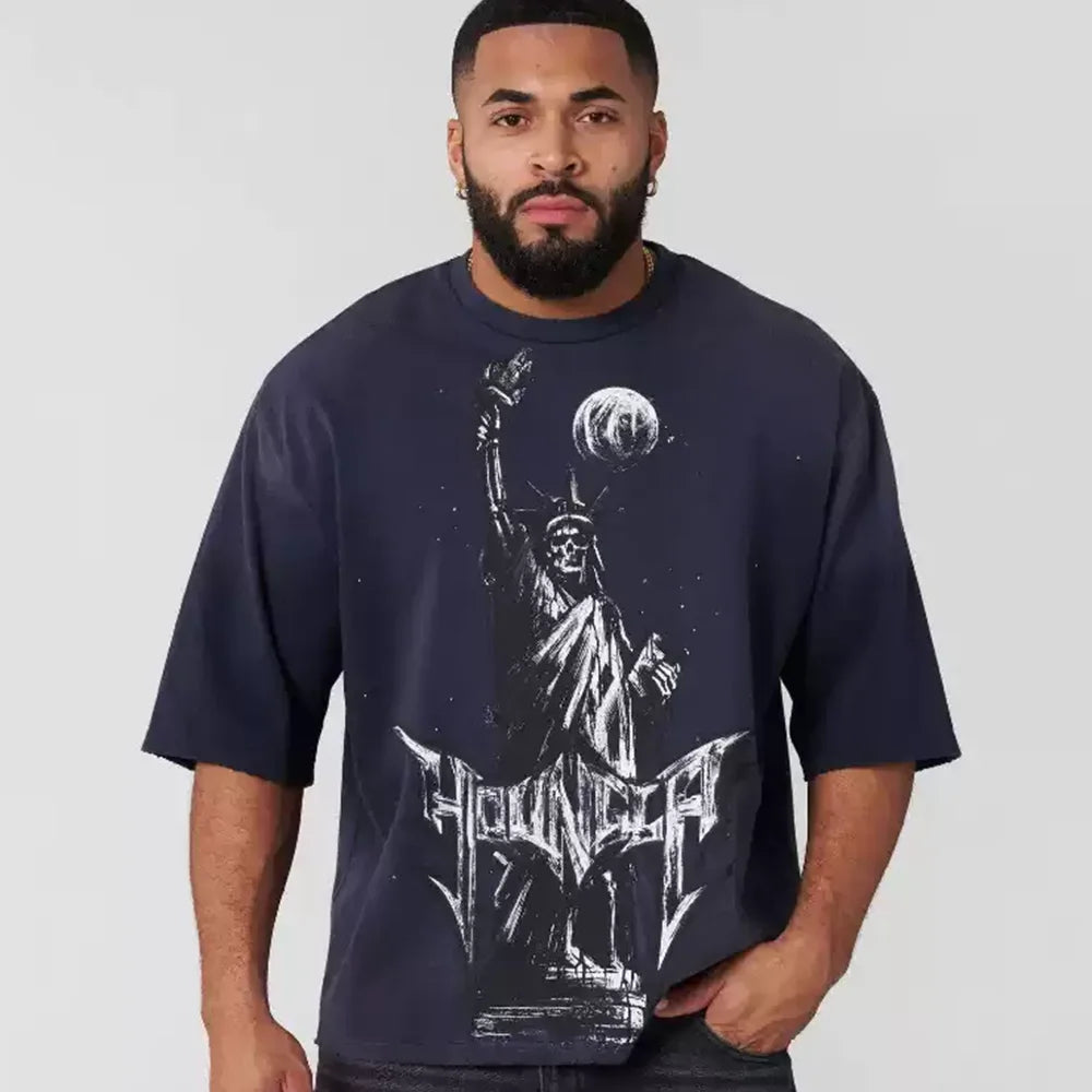 Statue of Liberty Print Loose Man oversized T-Shirt