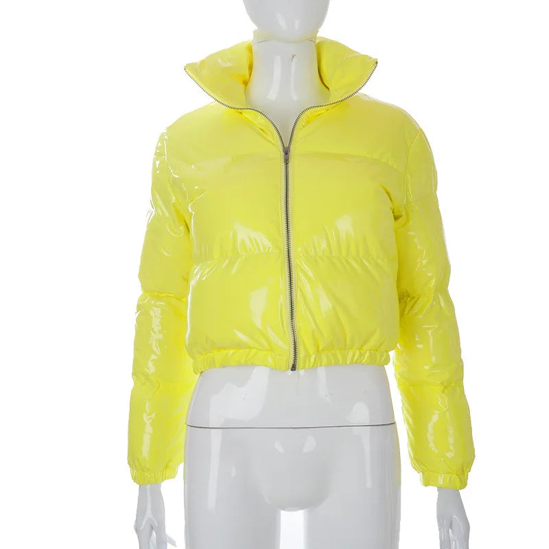 Women Puffer Jackets Long Sleeve Zip Up Stand Collar