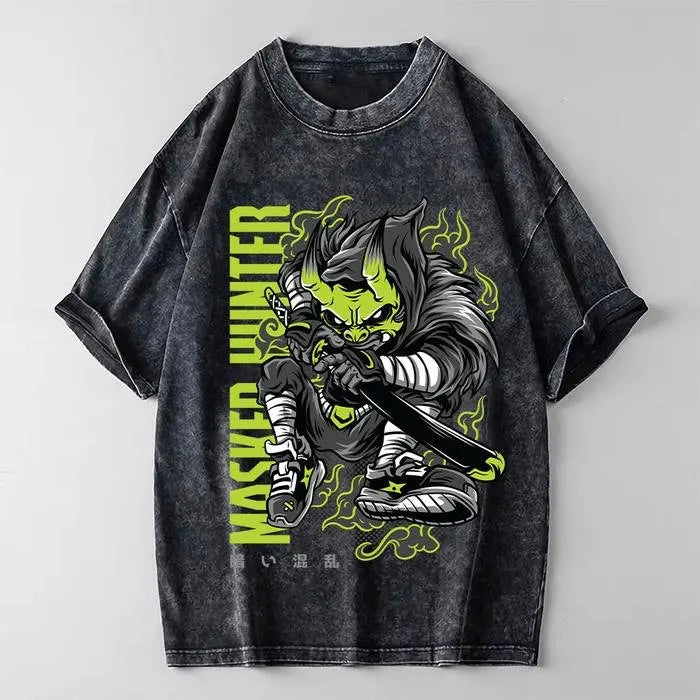 Anime Streetwear Washed T-shirt Unisex
