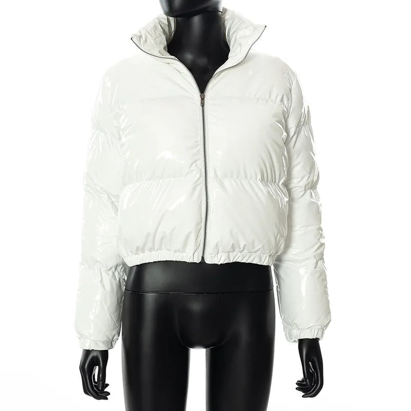 Women Puffer Jackets Long Sleeve Zip Up Stand Collar