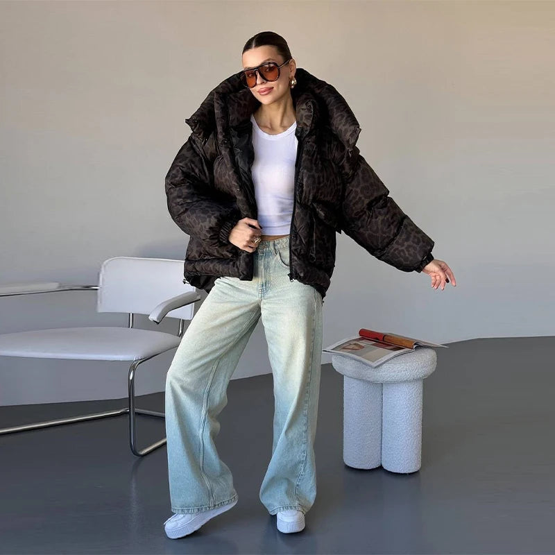 Casual Solid Hooded Puffer Jacket Women Stand Collar