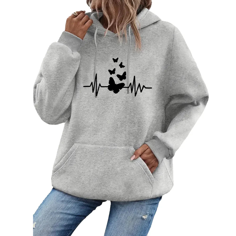 Women hooded sweatshirt for autumn and winter