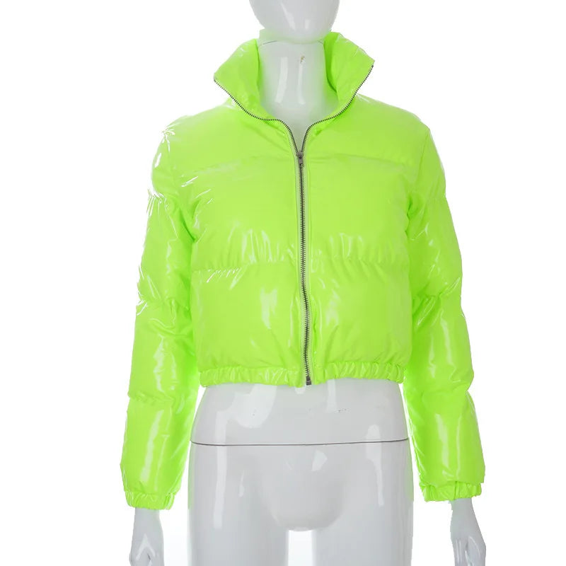 Women Puffer Jackets Long Sleeve Zip Up Stand Collar