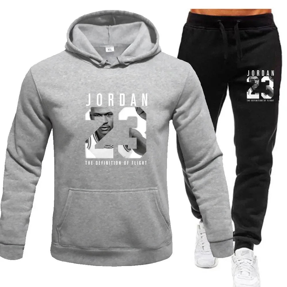 Unisex sportswear featuring a hoodie and sweatpants