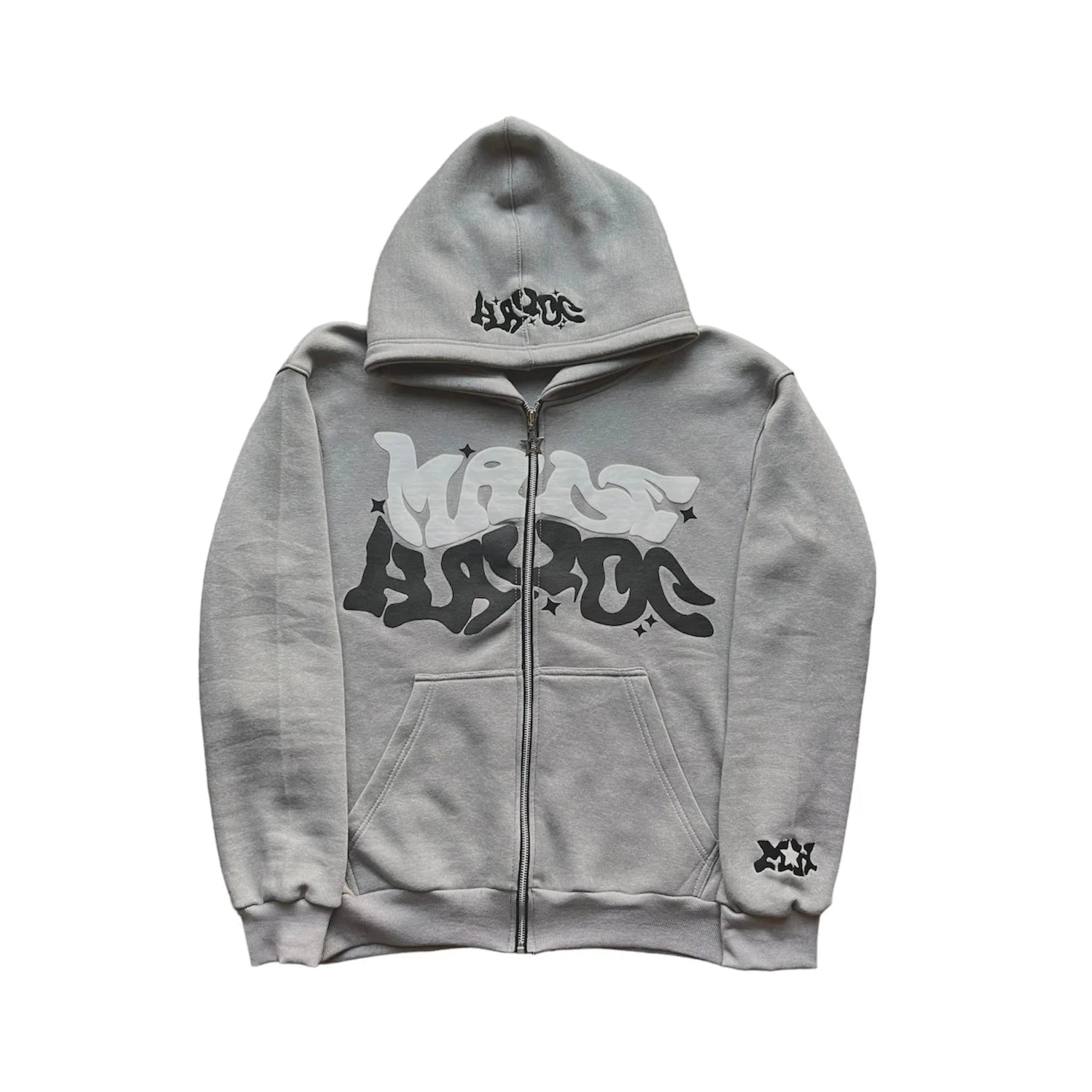 American Retro Star and Letter Printed Zipper Hoodies unisex