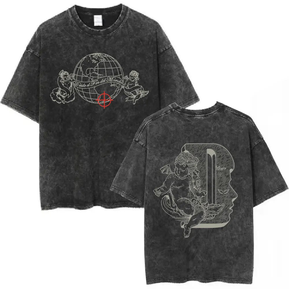 Graphic Washed T-shirt Unisex Oversized Vintage Short Sleeve