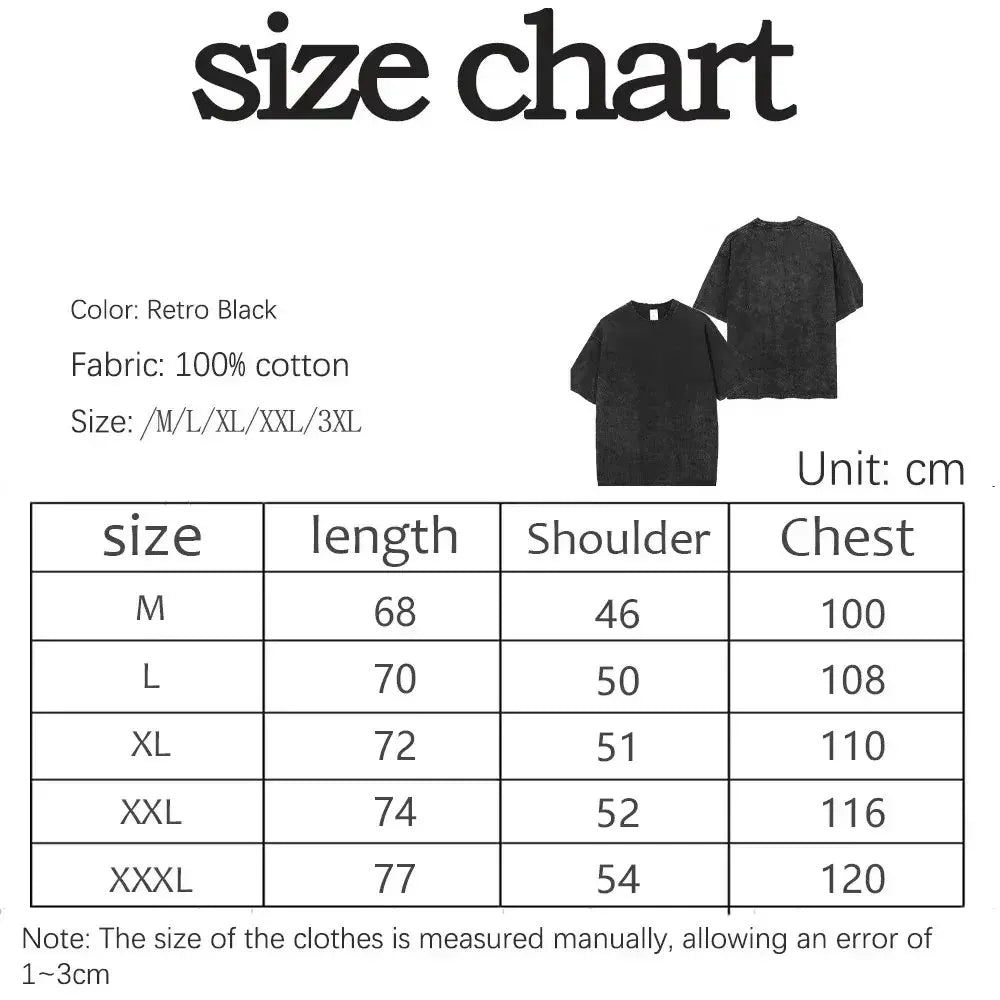 Anime Streetwear Washed T-shirt Unisex
