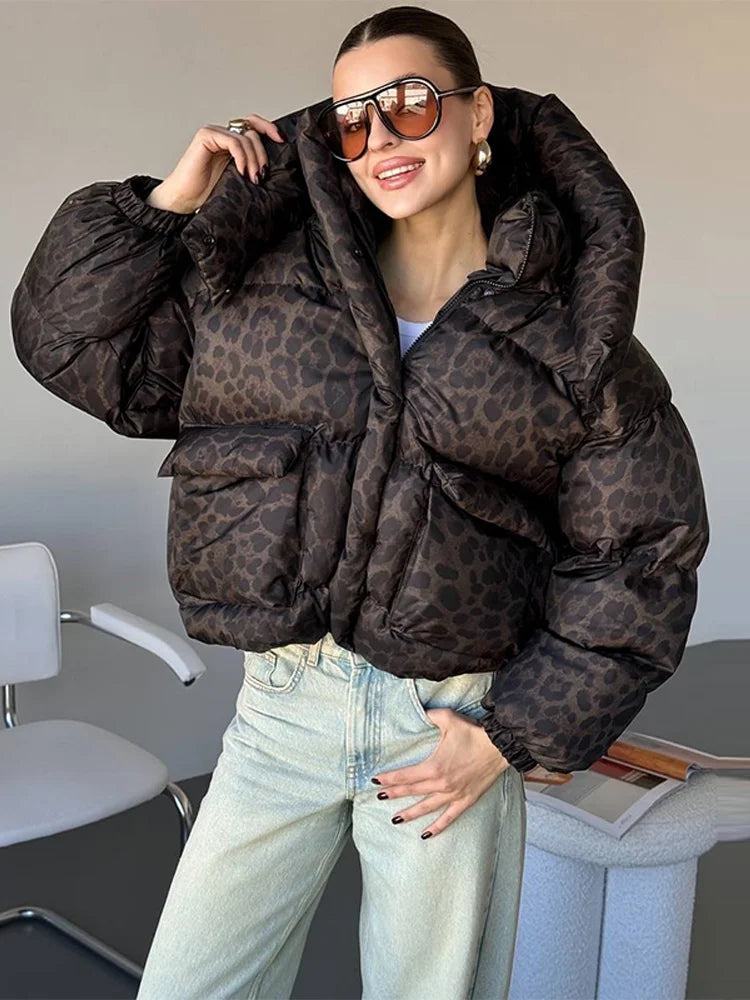 Casual Solid Hooded Puffer Jacket Women Stand Collar