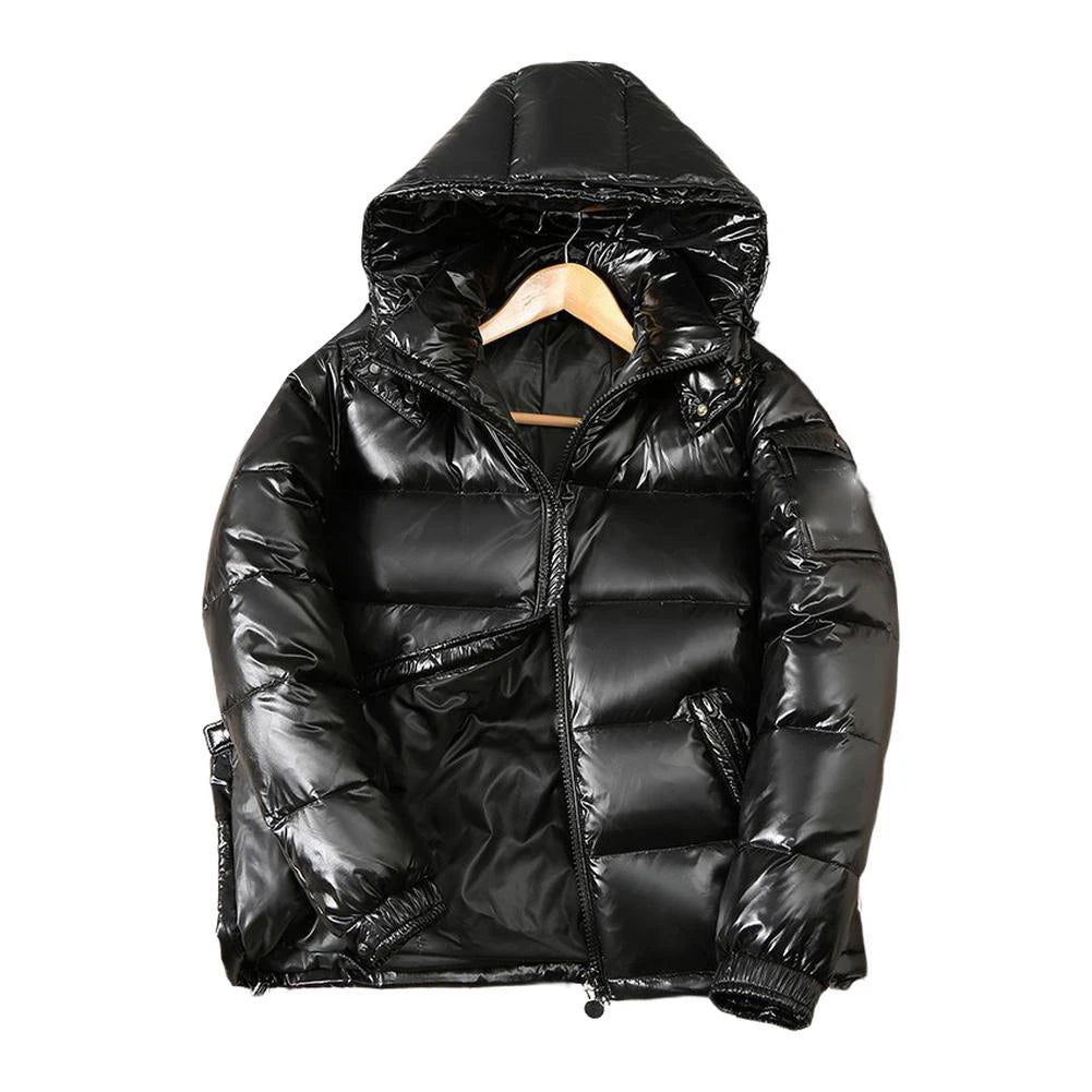 Women Puffer Parka Jacket with Hooded Standup Collar