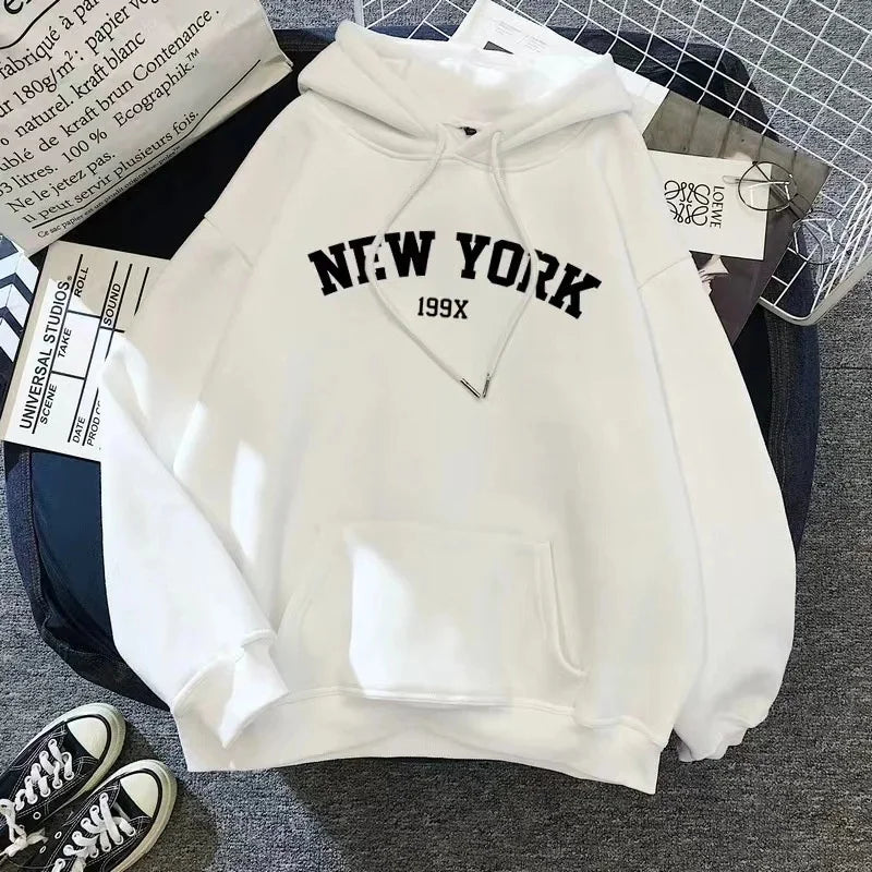 New York Letter Y2k Autumn Winter Oversized