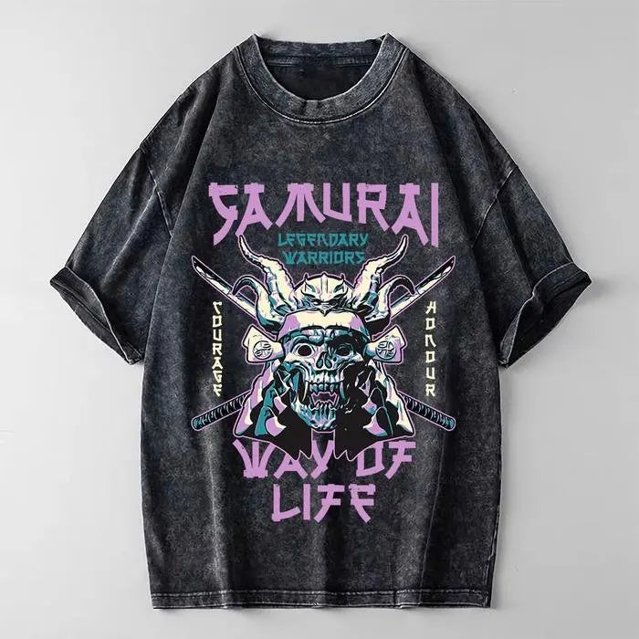 Anime Streetwear Washed T-shirt Unisex