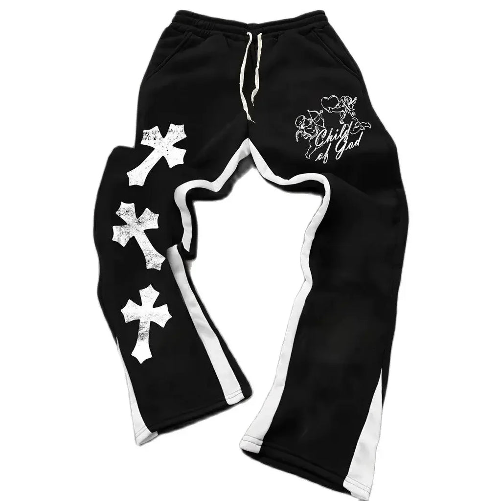 Men's Casual Street Style Flared Black and White Color