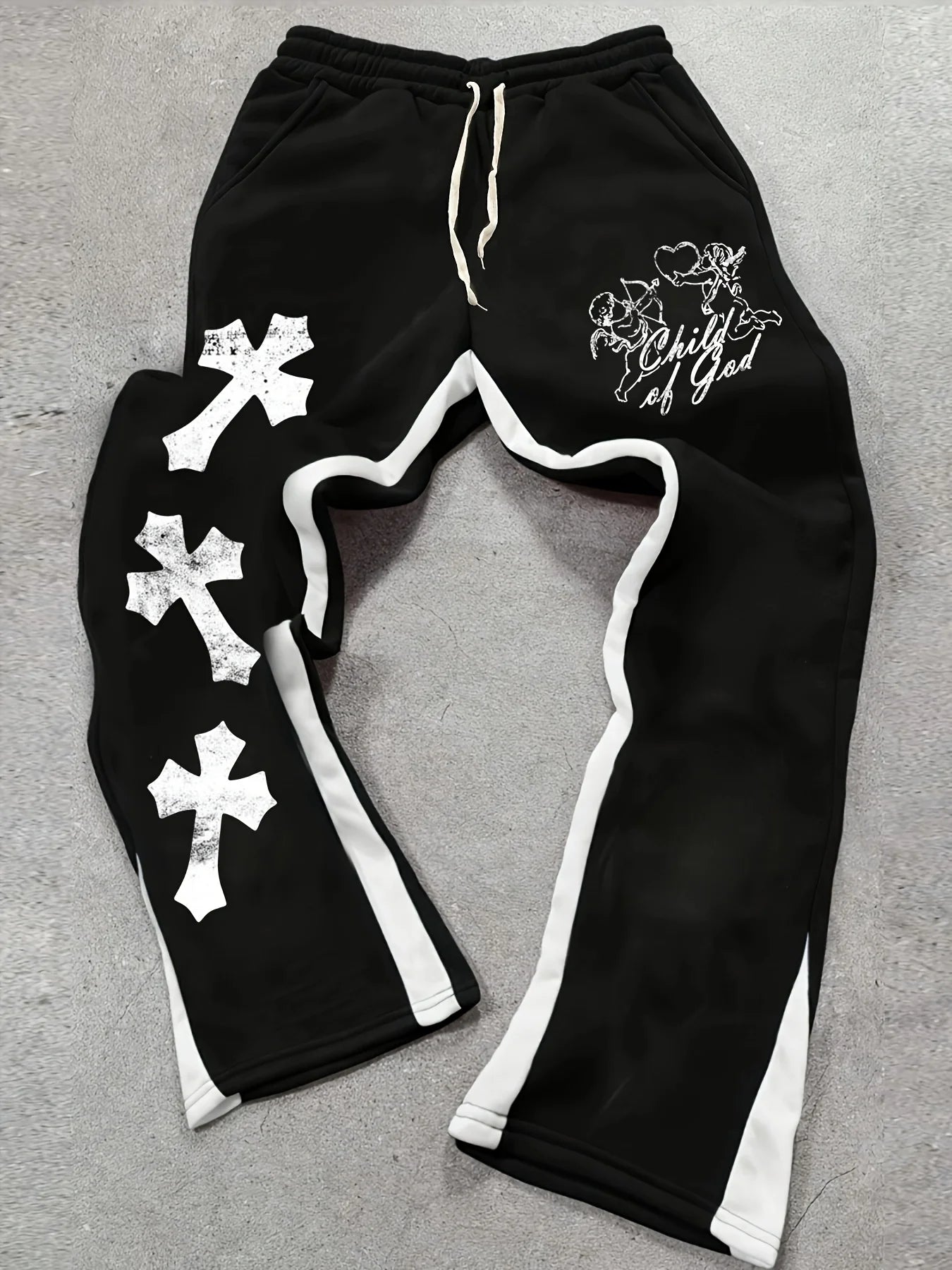 Men's Casual Street Style Flared Black and White Color