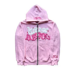 American Retro Star and Letter Printed Zipper Hoodies unisex